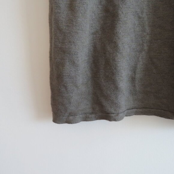 J. JILL Linen Blend Button Front Cardigan in Khaki Green Lagenlook Coastal Sz L - Picture 13 of 14